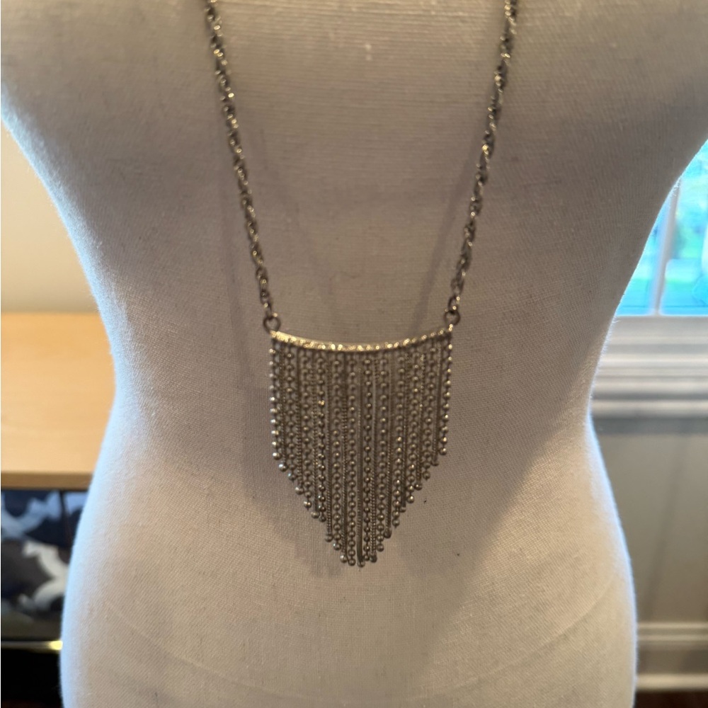 Modern Silver Waterfall Necklace with Cascading Chains
